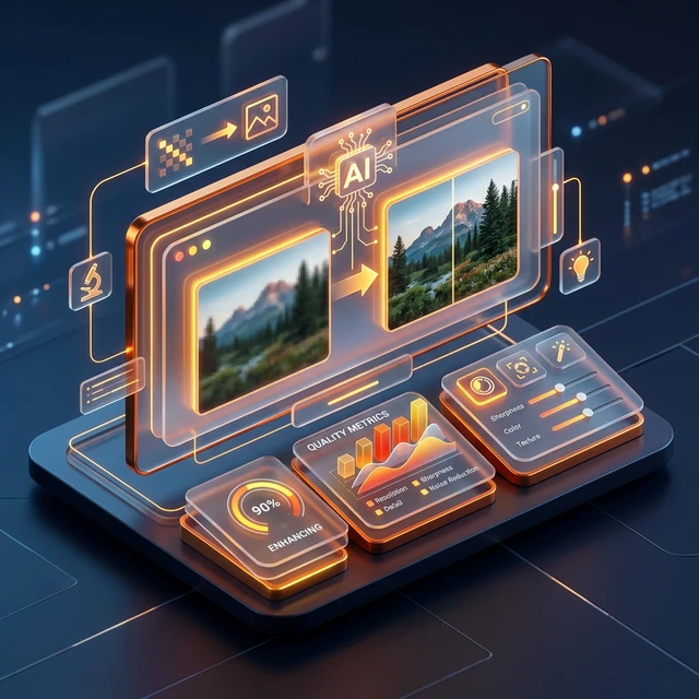 Comparison: original low‑resolution photo and V3 4x upscaled result showing sharp edges, diagonal refinement, and natural grain